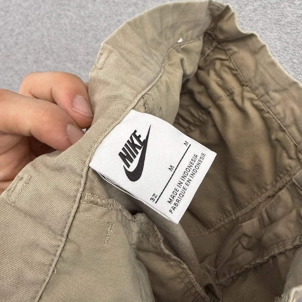 Nike Club Khaki washed Chino‎ Shorts Cotton Swoosh Beige Brown Casual Size 32 M
